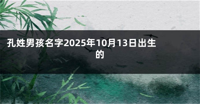 孔姓男孩名字2025年10月13日出生的