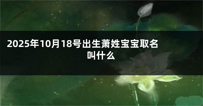 2025年10月18号出生萧姓宝宝取名叫什么
