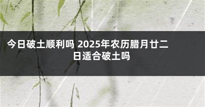 今日破土顺利吗 2025年农历腊月廿二日适合破土吗
