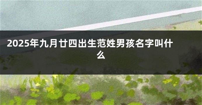 2025年九月廿四出生范姓男孩名字叫什么
