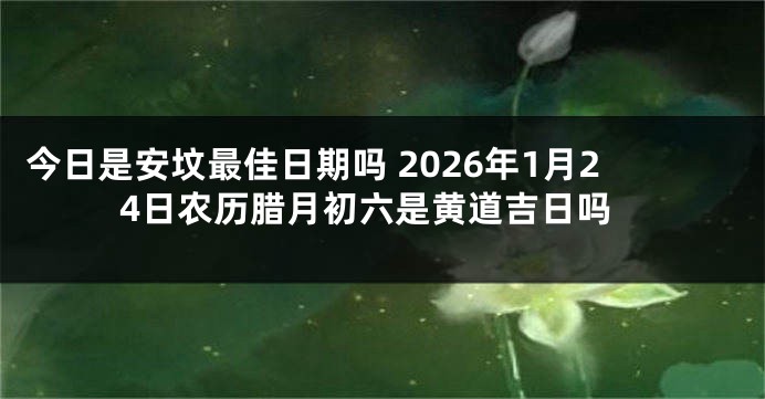 今日是安坟最佳日期吗 2026年1月24日农历腊月初六是黄道吉日吗