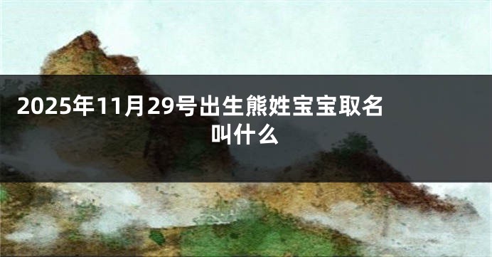 2025年11月29号出生熊姓宝宝取名叫什么