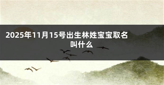 2025年11月15号出生林姓宝宝取名叫什么