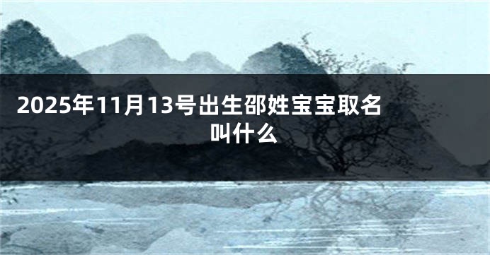 2025年11月13号出生邵姓宝宝取名叫什么