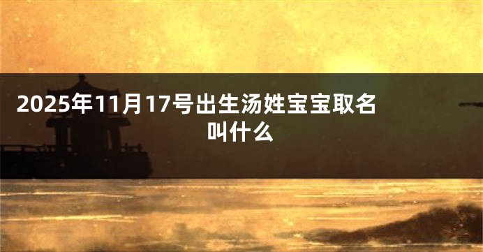 2025年11月17号出生汤姓宝宝取名叫什么