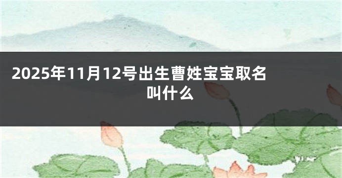 2025年11月12号出生曹姓宝宝取名叫什么