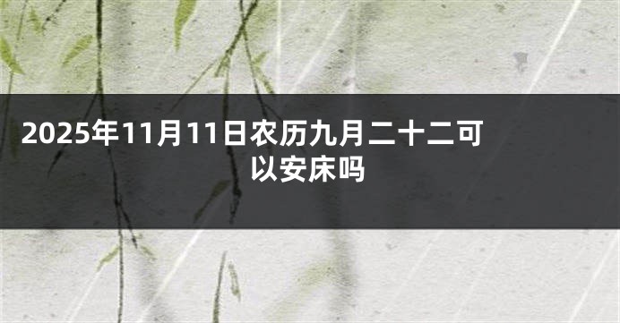 2025年11月11日农历九月二十二可以安床吗