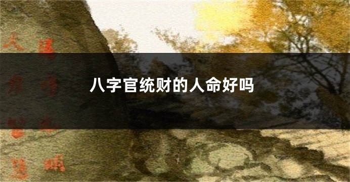八字官统财的人命好吗