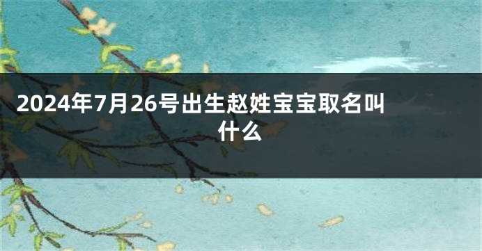 2024年7月26号出生赵姓宝宝取名叫什么
