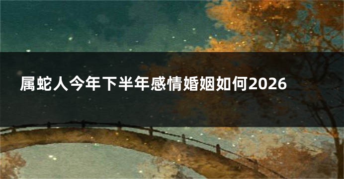 属蛇人今年下半年感情婚姻如何2026