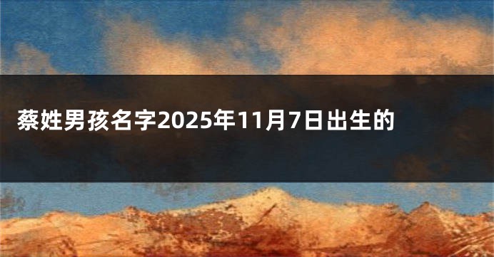 蔡姓男孩名字2025年11月7日出生的