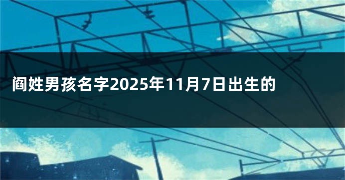 阎姓男孩名字2025年11月7日出生的