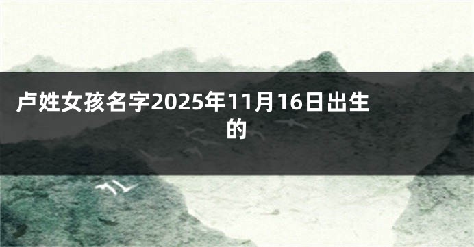 卢姓女孩名字2025年11月16日出生的