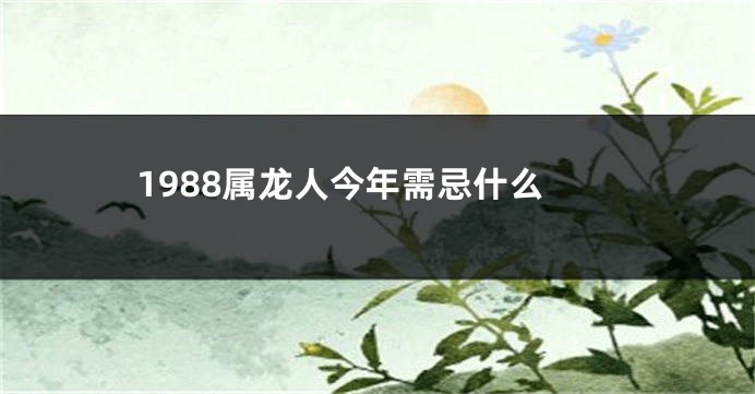 1988属龙人今年需忌什么