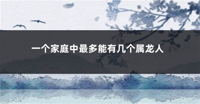 一个家庭中最多能有几个属龙人