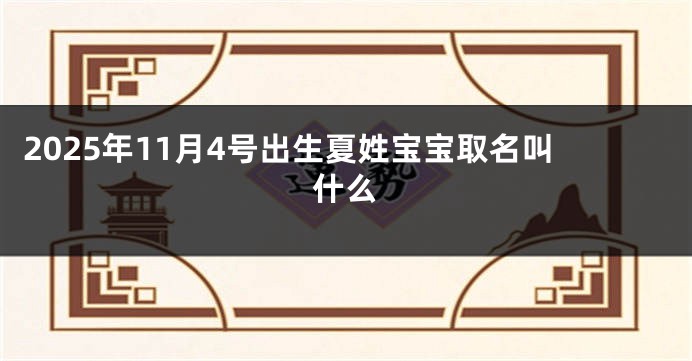 2025年11月4号出生夏姓宝宝取名叫什么