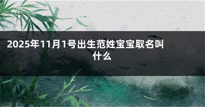 2025年11月1号出生范姓宝宝取名叫什么