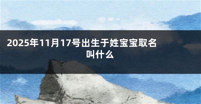 2025年11月17号出生于姓宝宝取名叫什么