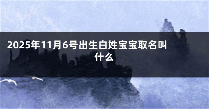 2025年11月6号出生白姓宝宝取名叫什么