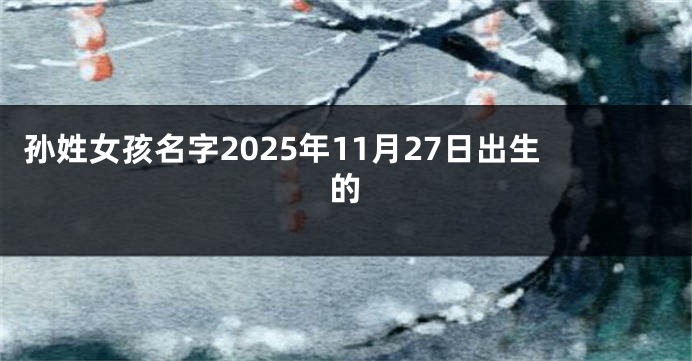 孙姓女孩名字2025年11月27日出生的
