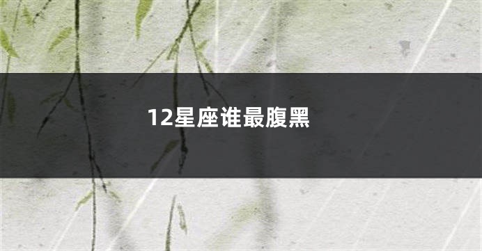 12星座谁最腹黑