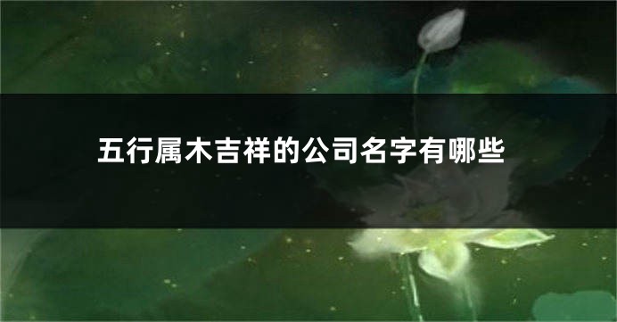 五行属木吉祥的公司名字有哪些