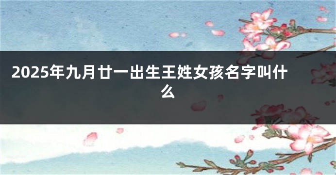 2025年九月廿一出生王姓女孩名字叫什么