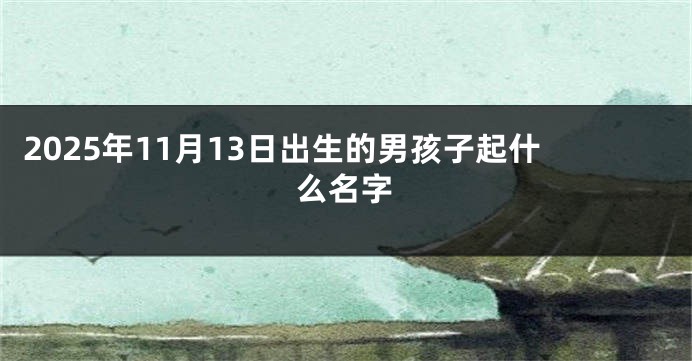 2025年11月13日出生的男孩子起什么名字