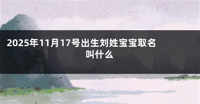 2025年11月17号出生刘姓宝宝取名叫什么