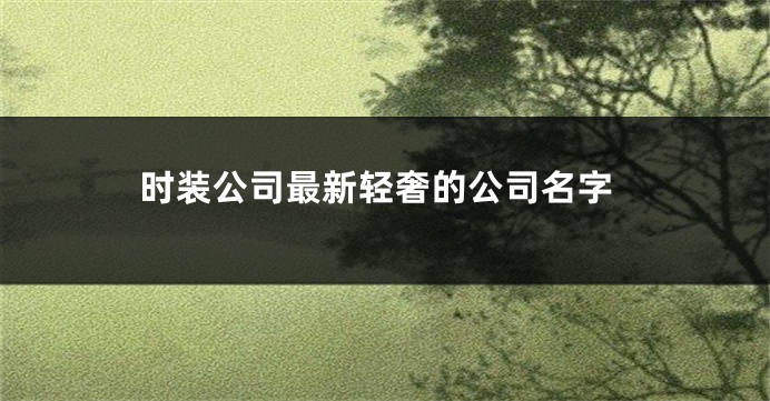 时装公司最新轻奢的公司名字