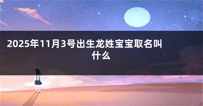 2025年11月3号出生龙姓宝宝取名叫什么