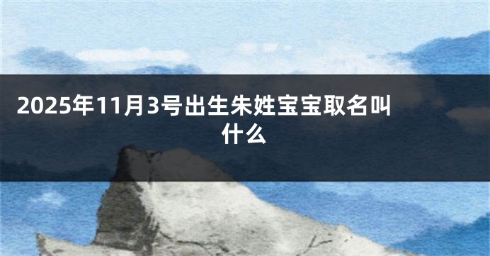 2025年11月3号出生朱姓宝宝取名叫什么