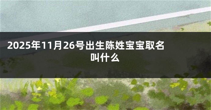 2025年11月26号出生陈姓宝宝取名叫什么