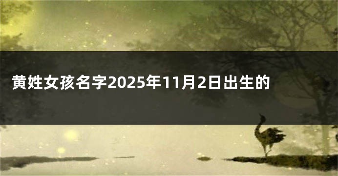 黄姓女孩名字2025年11月2日出生的