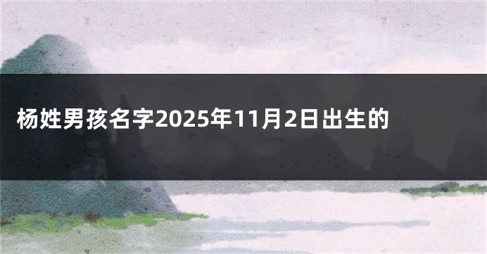 杨姓男孩名字2025年11月2日出生的