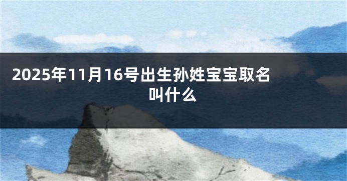 2025年11月16号出生孙姓宝宝取名叫什么