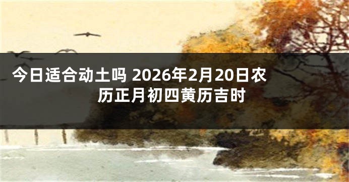 今日适合动土吗 2026年2月20日农历正月初四黄历吉时