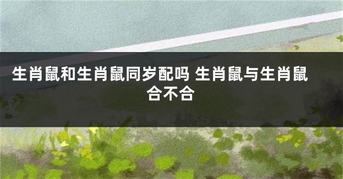 生肖鼠和生肖鼠同岁配吗 生肖鼠与生肖鼠合不合