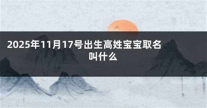 2025年11月17号出生高姓宝宝取名叫什么
