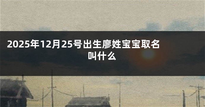 2025年12月25号出生廖姓宝宝取名叫什么