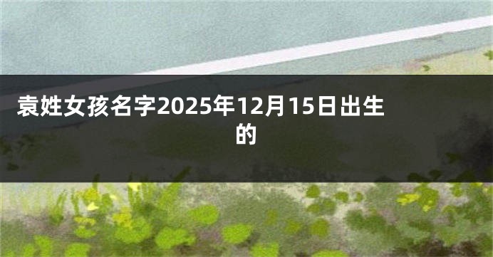袁姓女孩名字2025年12月15日出生的