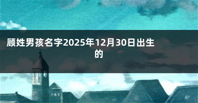 顾姓男孩名字2025年12月30日出生的