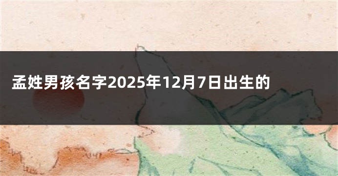 孟姓男孩名字2025年12月7日出生的