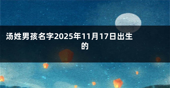 汤姓男孩名字2025年11月17日出生的