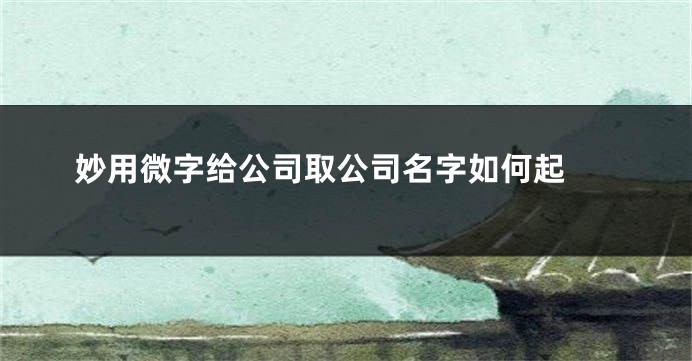妙用微字给公司取公司名字如何起
