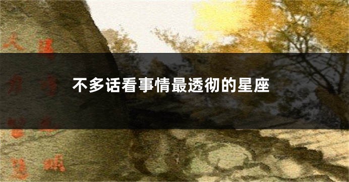 不多话看事情最透彻的星座