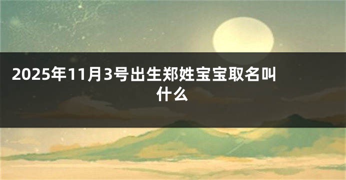 2025年11月3号出生郑姓宝宝取名叫什么