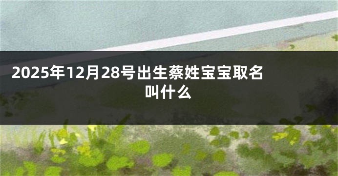 2025年12月28号出生蔡姓宝宝取名叫什么
