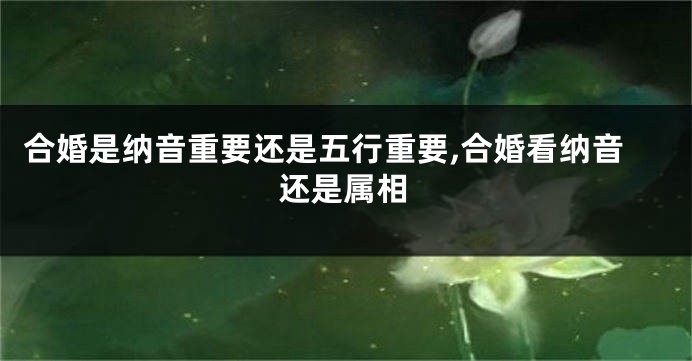 合婚是纳音重要还是五行重要,合婚看纳音还是属相