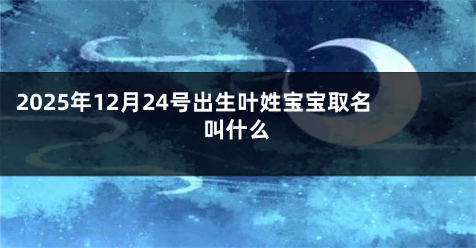 2025年12月24号出生叶姓宝宝取名叫什么